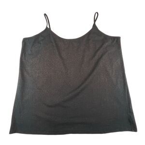 Torrid Cami 5X Black Gold Glittery Sparkly Metallic Chic Playful Party Shell Top